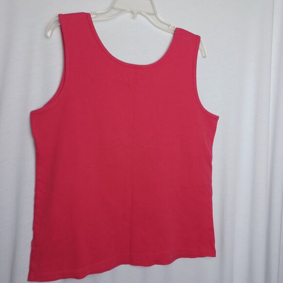Lands' End Women's Tank Top 100% Soft Cotton Size Large Hot Pink Magenta - Picture 3 of 3